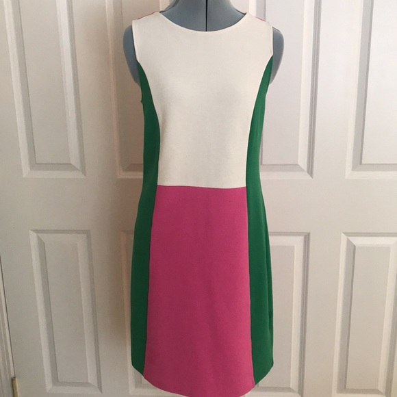 Boden Geraldine Color Block Sleeveless Dress Pink Green White Size 6 - Picture 2 of 15
